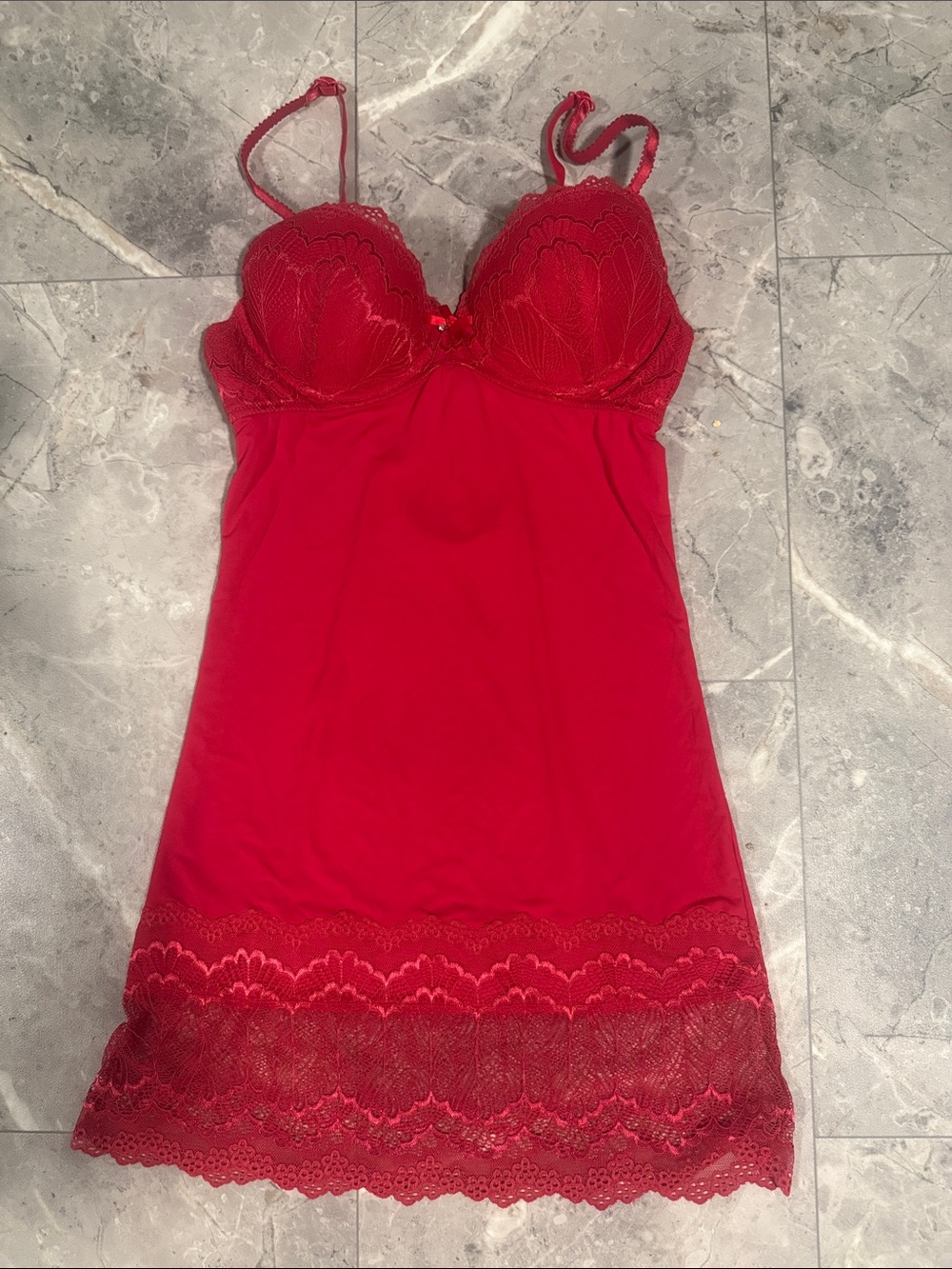 La Vie En Rose Red Lace-Trim Chemise